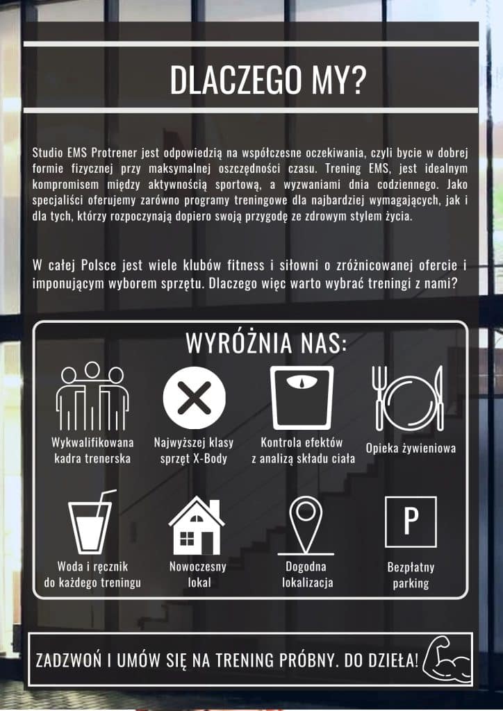 Plansza „Dlaczego my?” — dlaczego warto trenować EMS w ProTrener